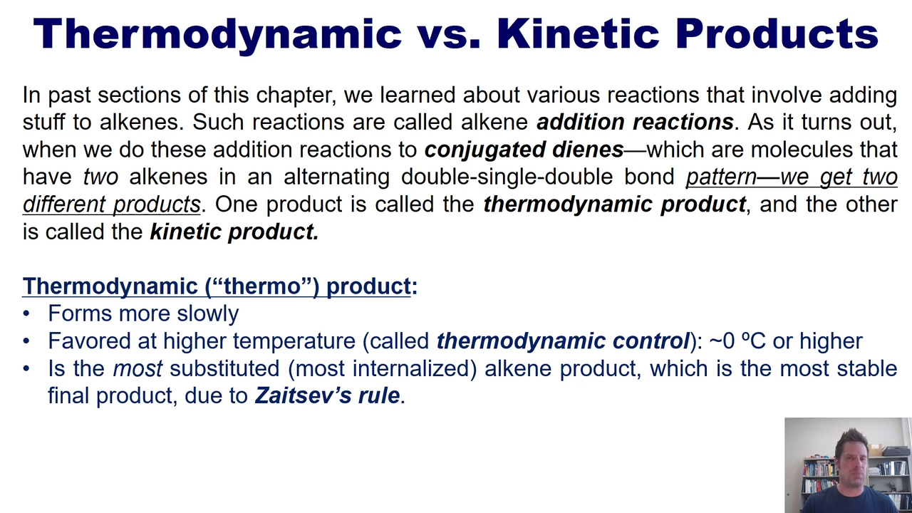 <p>more slow, moresubstituted alkene product </p><p>occur at 0 degrees celcius or higher </p>