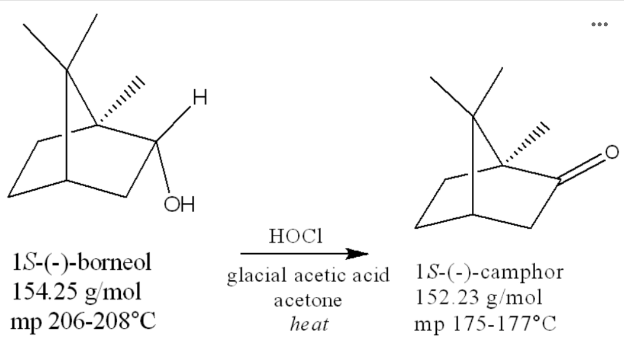 <p><span>The overall reaction for the oxidation of borneol is shown below:</span></p><p></p><p>The atom being oxidized is<u>.          </u>. The atom being reduced is <span style="line-height: inherit;"><strong><u>            </u></strong></span>.</p>