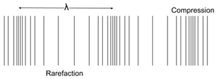 <ul><li><p>Oscillation of particles is parallel to the direction of energy transfer</p></li><li><p>Made up of compressions & rarefactions and CANT travel in a vacuum</p></li><li><p>Can travel through solids, liquids and gases</p></li></ul><p></p>