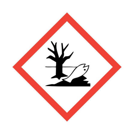 <p>What hazard is shown here? (black silhouette showing a dead tree and a fish lying dead on the water)</p>