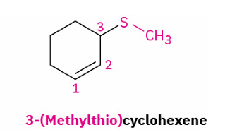 <p>same as ether </p><ul><li><p>sulfide replaces ether </p></li><li><p><strong>alky</strong>lthio replaces <strong>meth</strong>oxy</p></li></ul><p></p>