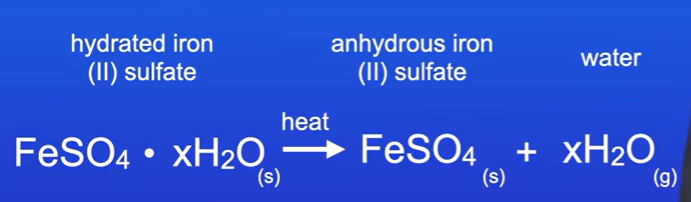 <p>9.816g of hydrated ion (II) sulfate was heated until the mass stopped decreasing. The final mass was 5.369 g. Calculate value of x.</p>