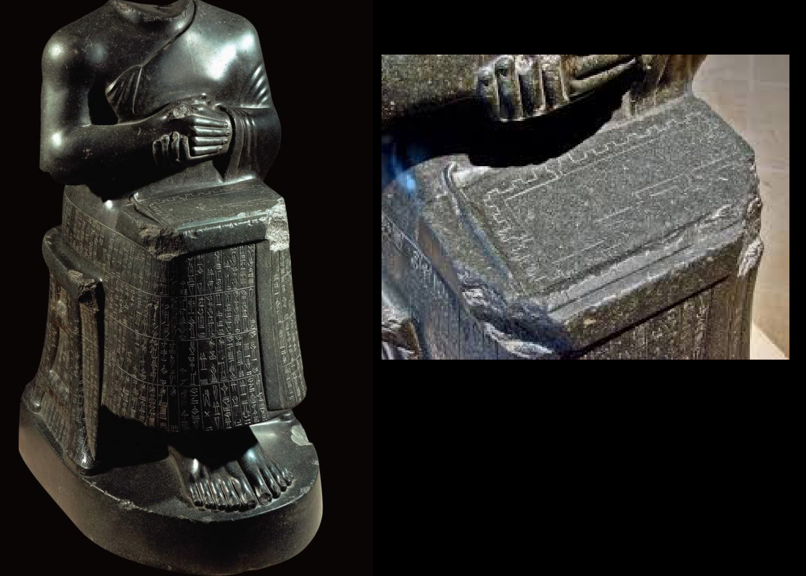 <p>How does this sculpture differ from the stele of Naram-Sin</p>