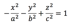 <p>-x^2/a^2 - y^2/b^2 + z^2/c^2 = 1</p>