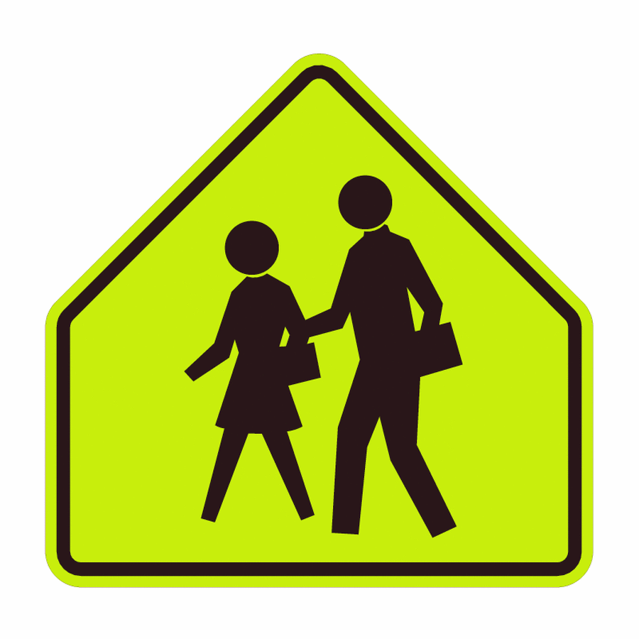 <p>What does this sign mean?</p><p>Hint: Be prepared to <strong>(opposite of go)</strong> if you see <strong>who</strong> crossing?</p><p class="isSelectedEnd">If you see this<strong>sign</strong>, what kind of area are you in? Think about <strong>where children go to learn</strong>.</p><p>So, be <strong>(opposite of not focused — starts with “A”)</strong> and <strong>(opposite of go)</strong>.</p>