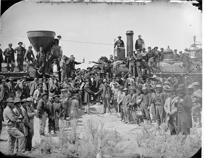 <p>East and West Shaking Hands at Laying of Last Rail</p>