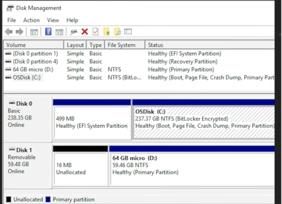 <p>a built-in Windows utility for advanced storage tasks, such as creating, formatting, resizing, and deleting partitions, as well as changing drive letters or initializing new disks</p>