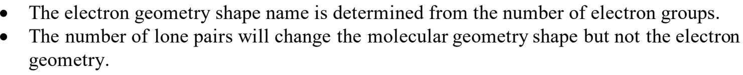 <p>example of EG: Linear, tetrahedral, octahedral (the general terms, basically)</p><p>example of MG: Square planar, octahedral (the more specific shape)</p>