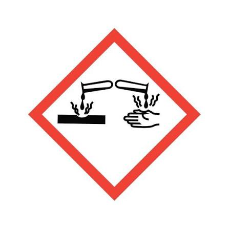 <p>What hazard is shown here? (two test tubes pouring liquid onto a metal surface and a hand)</p>