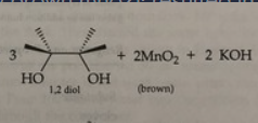 <p><span>brown mno2 (positive = disappearance of purple kmno4 and appearance of muddy brown mno2); resulted in brown/maroon test tubes</span></p>
