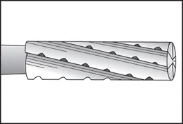 <p>helps form internal walls of the preparation, removes decay more efficiently <br>(556–560, 567L, 568L)</p>