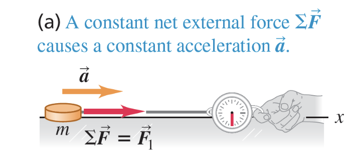 <p>net external force F on the object </p>