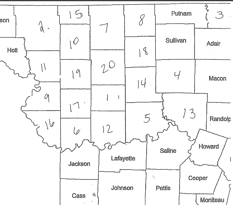 <p>What county is located at number 2?</p>