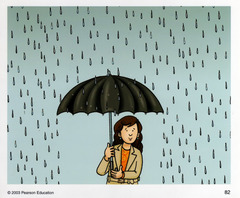 <p>it's raining/it rains</p>