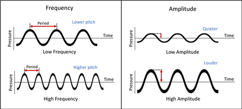 <p>How does the wave diagram change for increasing amplitude</p>