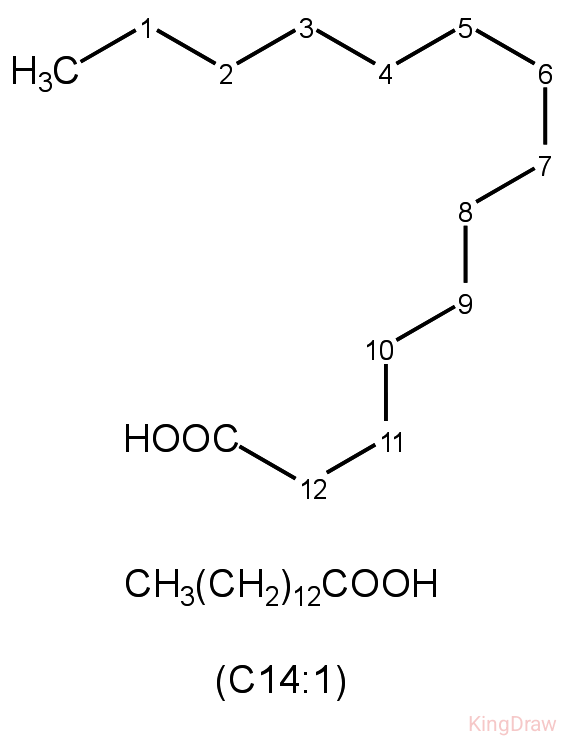 <p><span data-name="dna" data-type="emoji">🧬</span><span data-name="test_tube" data-type="emoji">🧪</span> <em>kwas mirystynowy</em>: CH₃(CH₂)₁₂COOH (C14:0)</p>