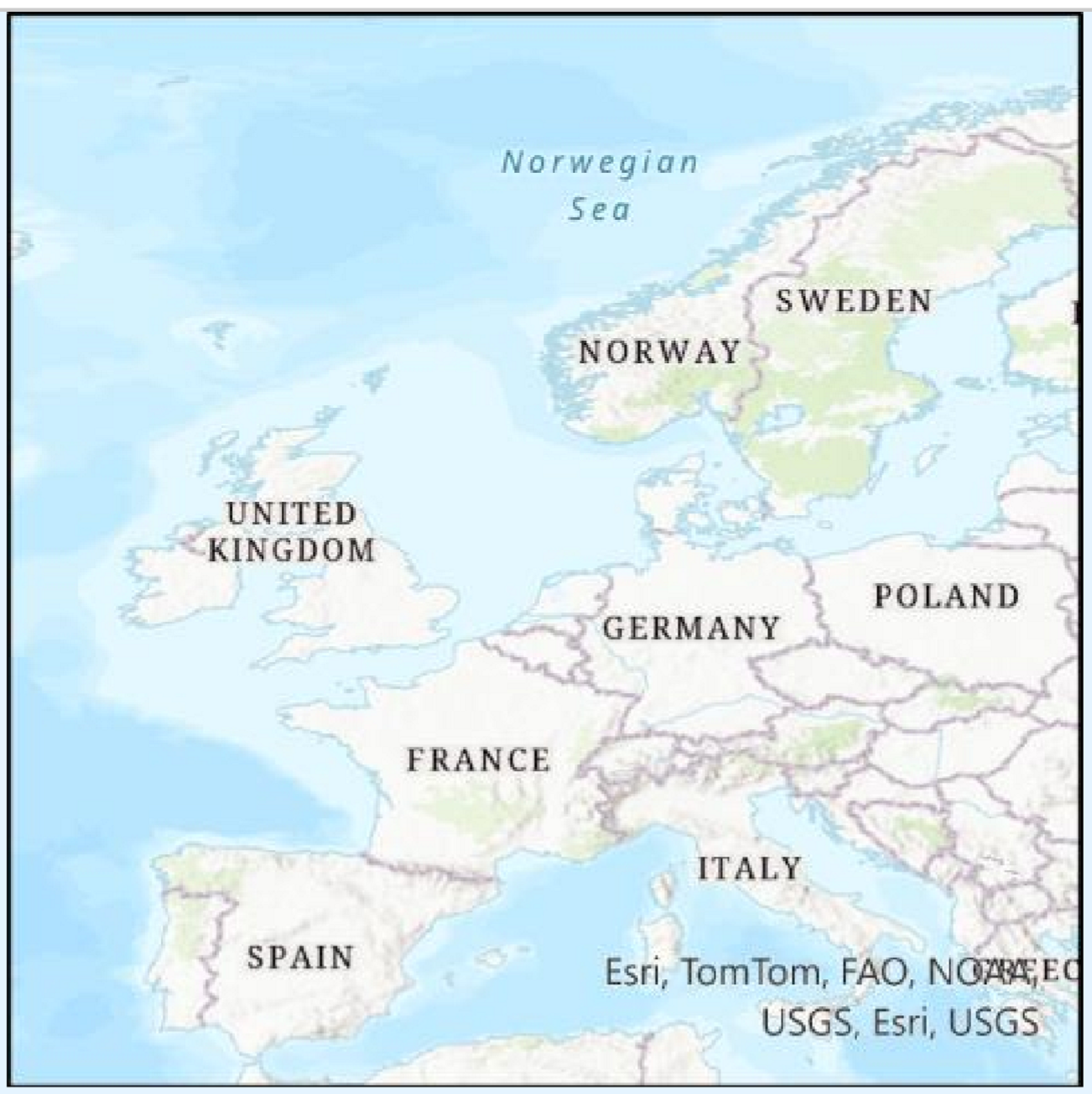 <p>Simplistic projection mapping long/lat directly to x/y, no equal area</p>