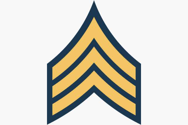 <p>Three gold chevrons</p>