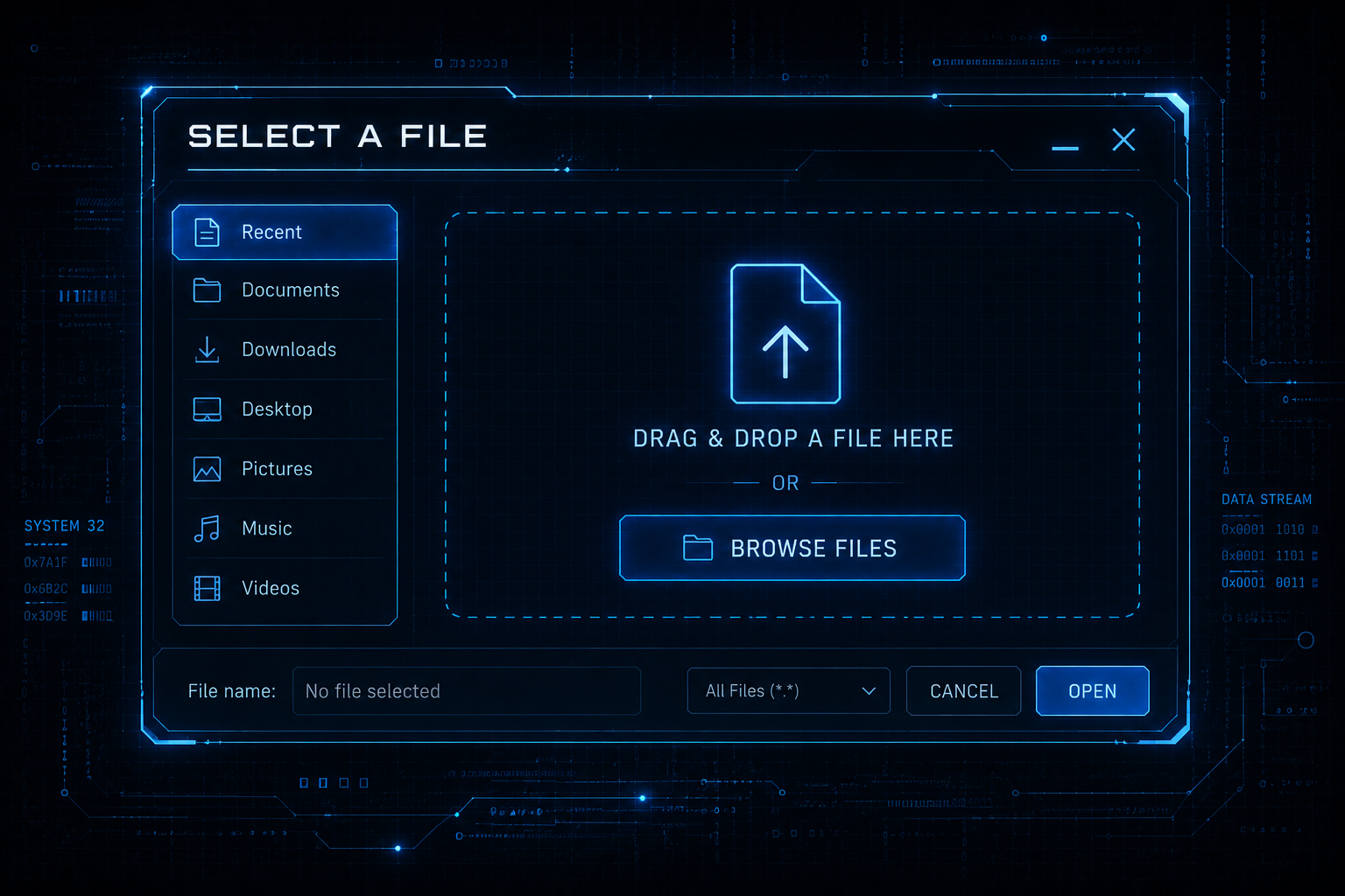 <p>Select a file</p>