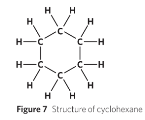 <p><span style="background-color: inherit; line-height: 20.7px; color: windowtext;">Aromatic hydrocarbons/arenes: are ring-shaped organic compounds with no terminal carbon made entirely of carbon and hydrogen – examples include cycloalkanes and benzene</span><span style="line-height: 20.7px; color: windowtext;">&nbsp;</span></p><p></p><p class="Paragraph SCXO155986469 BCX0" style="text-align: left;"><span style="background-color: inherit; line-height: 20.7px; color: windowtext;"><strong>Cycloalkane</strong>: saturated alkanes arranged in a closed ring with no terminal carbon, with all carbon-carbon bonds being single bonds</span><span style="line-height: 20.7px; color: windowtext;">&nbsp;</span></p><ul><li><p class="Paragraph SCXO155986469 BCX0" style="text-align: left;"><span style="background-color: inherit; line-height: 20.7px; color: windowtext;">Each carbon atom is bonded to 2 adjacent carbon atoms and two hydrogen atoms</span><span style="line-height: 20.7px; color: windowtext;">&nbsp;</span></p></li><li><p class="Paragraph SCXO155986469 BCX0" style="text-align: left;"><span style="background-color: inherit; line-height: 20.7px; color: windowtext;"><em>'cyclo' = ring</em></span><span style="line-height: 20.7px; color: windowtext;">&nbsp;</span></p></li><li><p class="Paragraph SCXO155986469 BCX0" style="text-align: left;"><span style="background-color: inherit; line-height: 20.7px; color: windowtext;"><em>'ane' - saturated hydrocarbon</em></span><span style="line-height: 20.7px; color: windowtext;">&nbsp;</span></p></li><li><p class="Paragraph SCXO155986469 BCX0" style="text-align: left;"><span style="background-color: inherit; line-height: 20.7px; color: windowtext;">It's general formula is C<sub>n</sub>H<sub>2n</sub></span><span style="line-height: 20.7px; color: windowtext;">&nbsp;</span></p></li></ul><p class="Paragraph SCXO155986469 BCX0" style="text-align: left;"><span style="line-height: 26.45px; color: windowtext;">&nbsp;</span></p><p class="Paragraph SCXO155986469 BCX0" style="text-align: left;"><span style="background-color: inherit; line-height: 20.7px; color: windowtext;"><strong>Cyclohexane: </strong>a cycloalkane with 6 carbon atoms joined in a ring&nbsp;</span><span style="line-height: 20.7px; color: windowtext;">&nbsp;</span></p><ul><li><p class="Paragraph SCXO155986469 BCX0" style="text-align: left;"><span style="background-color: inherit; line-height: 20.7px; color: windowtext;"><em>'Hex' = 6 carbon atoms</em></span><span style="line-height: 20.7px; color: windowtext;">&nbsp;</span></p></li><li><p class="Paragraph SCXO155986469 BCX0" style="text-align: left;"><span style="background-color: inherit; line-height: 20.7px; color: windowtext;">It’s formula is C₆H₁₂</span><span style="line-height: 20.7px; color: windowtext;">&nbsp;</span></p></li></ul><p></p>