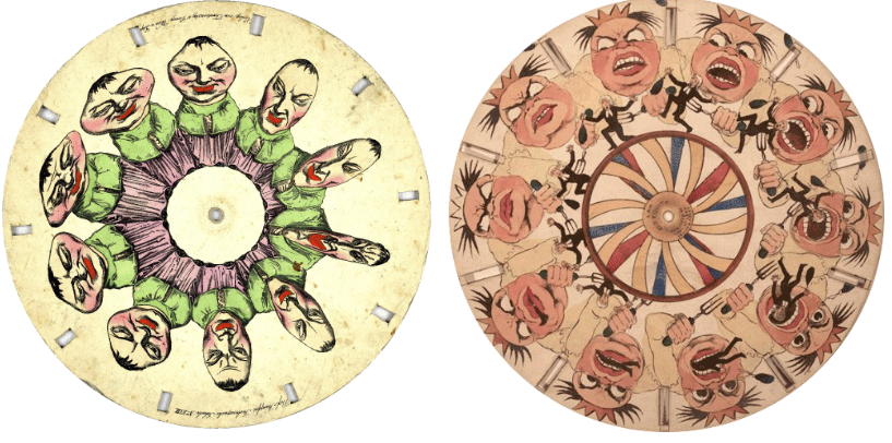 <p>Pre-cinematic device consisting of a disk with images that, when spun, creates the illusion of movement via a series of slits that allow the viewer to see successive images in motion. </p>