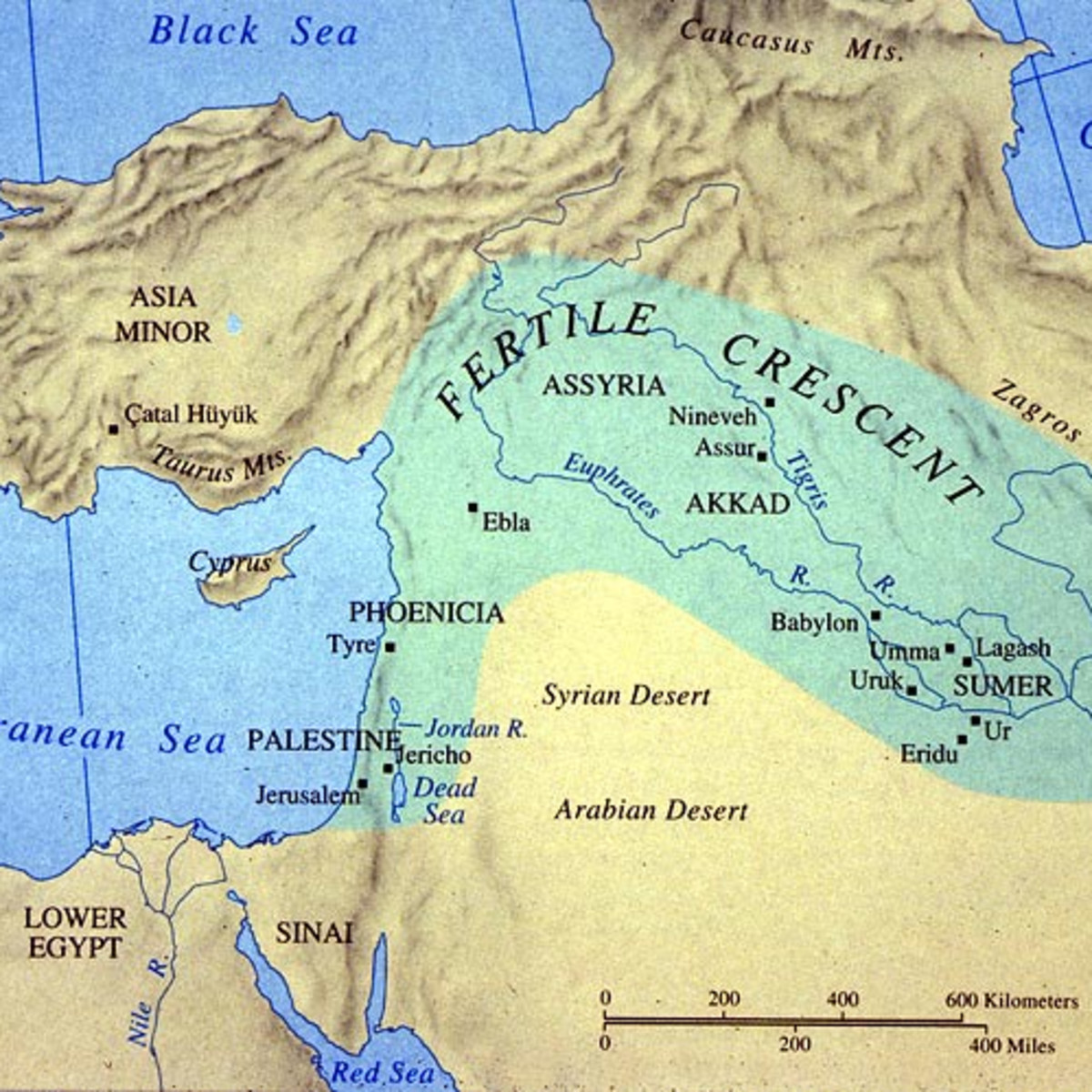 <p>“the land between two rivers”: fertile land between Tigris and Euphrates where many civilizations grew</p>