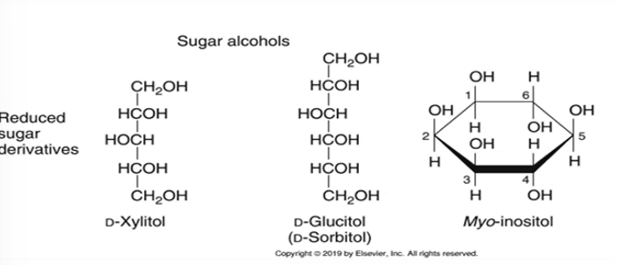 <p>D-xylitol, D-glucitol (D-sorbitol), Myo-inositol</p>