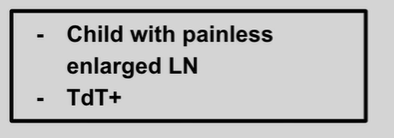 <p>lymphocytic so can involve b cells or t cells</p><p>if tdt+, cd3, cd7 = t cell related</p><p><br>cd19,cd20+ = b cell related</p>