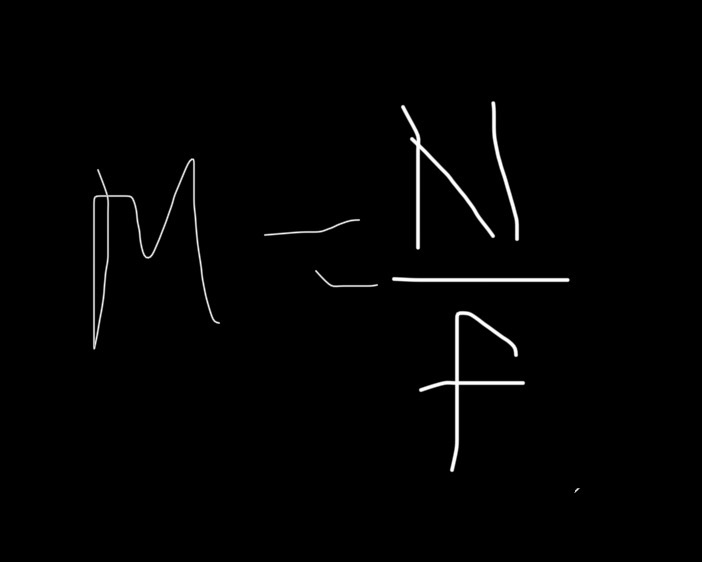 <p>where</p><p>M = magnification</p><p>N = near point (usually 25 cm) </p><p>f  = focal length</p>