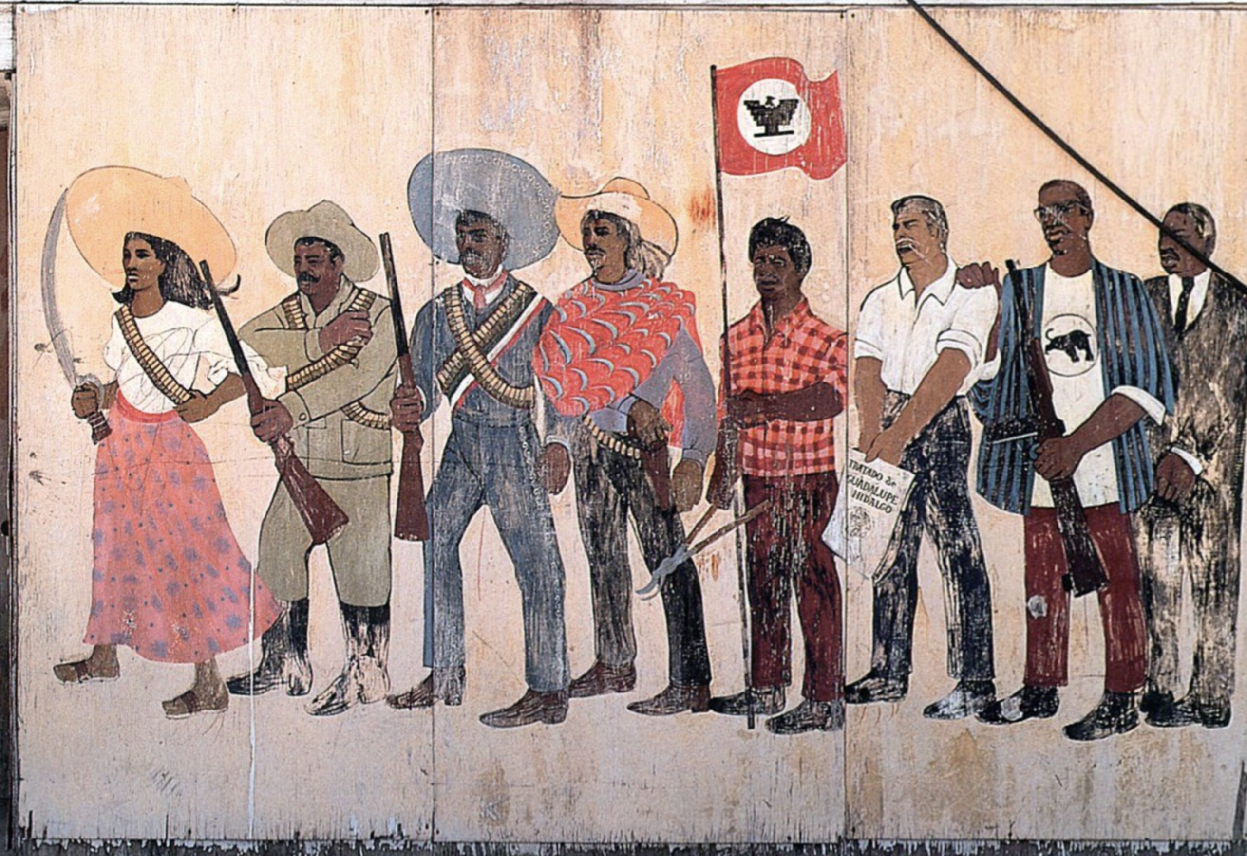 <p>Created during the height of the United Farm Workers (UFW) struggle, the mural served as a backdrop for Teatro Campesino performances.</p>