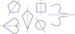 <p>a line that divides a figure into two halves that are mirror images of each other</p>