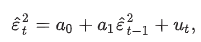 <ul><li><p><span>If the estimate of </span><em>a</em><sub>1</sub><span> is statistically significantly different from zero, we conclude that the time series is ARCH(1)</span></p></li></ul><p></p>