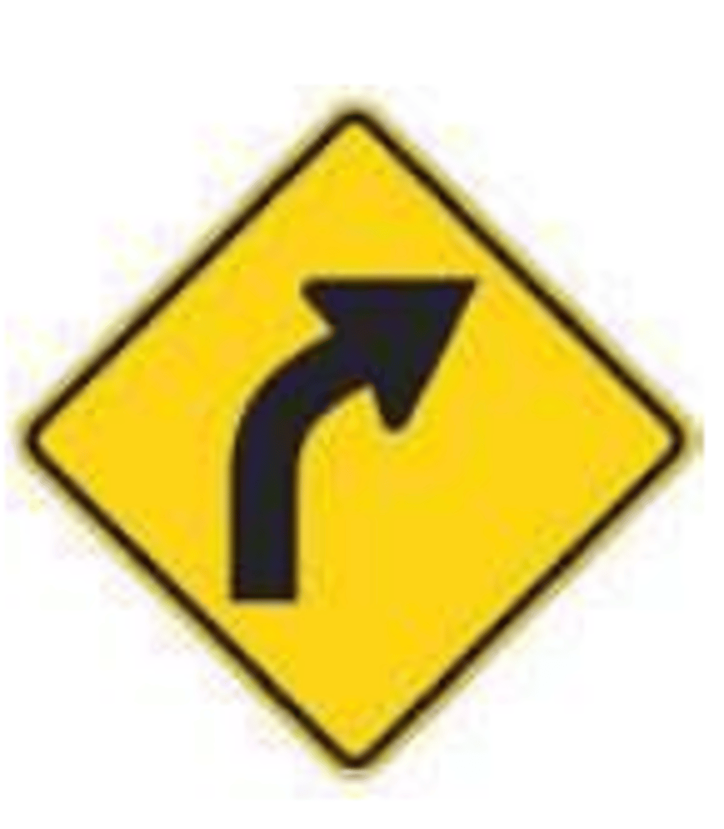 <p>A warning sign indicating a curve in the road.</p>