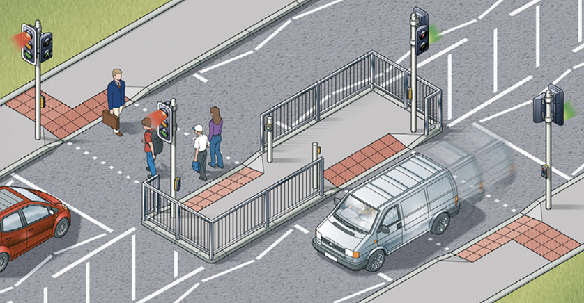 <p>How should staggered pelican, zebra or puffin crossings be treated?</p>