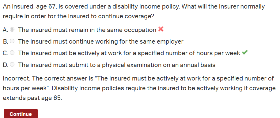 <p>Disability Income Policy Question</p>