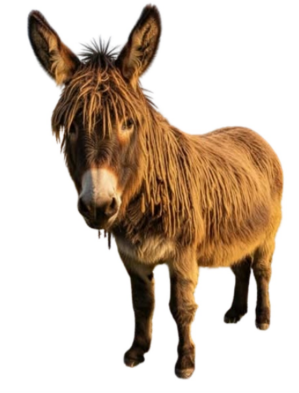<ul><li><p>Draft animal, used for breeding mules</p></li><li><p>France, Poitou</p></li><li><p>Long, shaggy, often matted coat, referred as cadenette, large head, long ears, largest donkey breed.</p></li></ul><p></p>