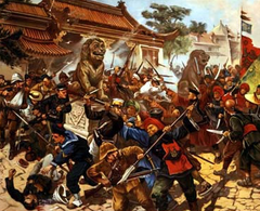 <p>Rising of Chinese militia organizations in 1900 in which large numbers of Europeans and Chinese Christians were killed.</p>