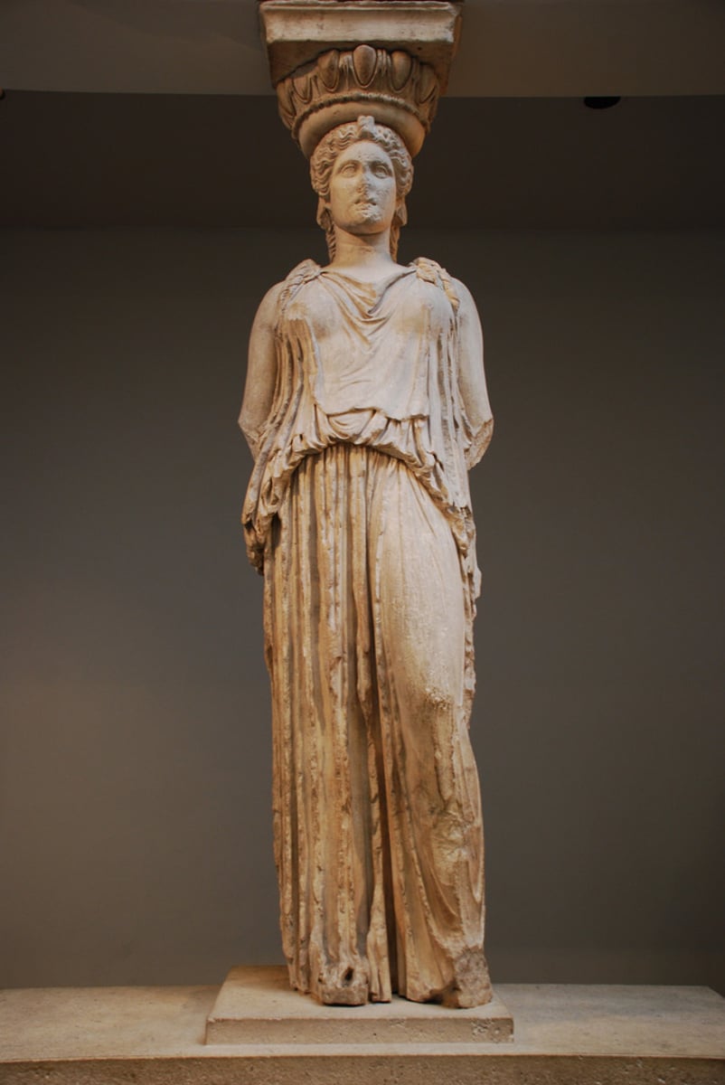 <p>a female figure that functions as a supporting column in Greek architecture</p>
