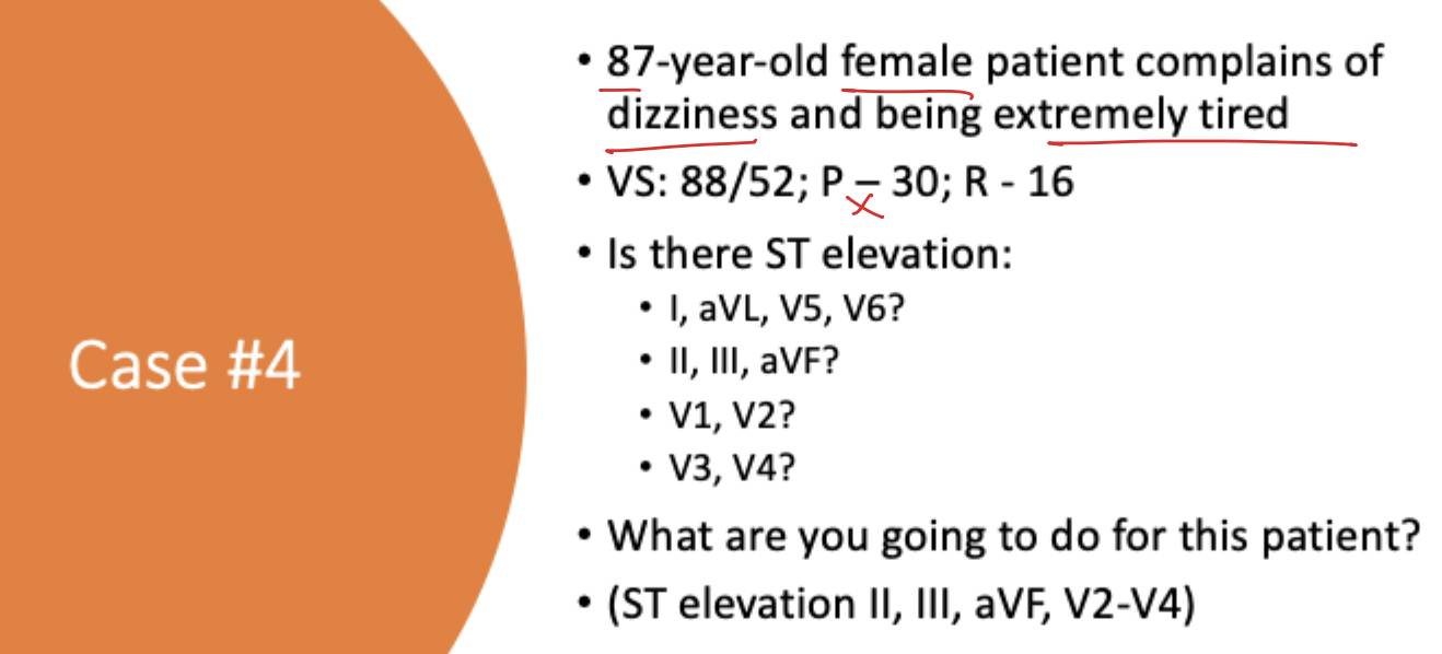 <p>In Case #4, what was the clinical consequence of the patient's pulse of $$P=30$$?</p>