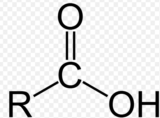 <p>a carbonyl group (C=O) with an additional -OH attached to the carbon&nbsp;</p>