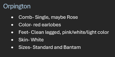 <p>Breed: Orpington</p><p>Variety: Buff</p>