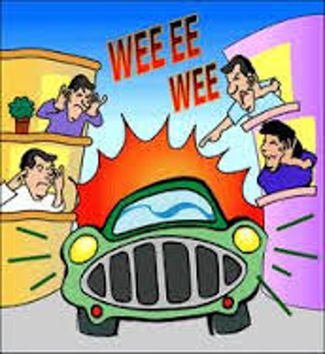 <p>very loud noise which never stops</p><p>(incessant: never stop)</p>