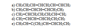<p>which of the following dienes would you expect to be most stable</p>