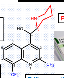 <p>4-substituted quinoline-methanol with two trifluoromethyl groups; targets 80S ribosome.</p>