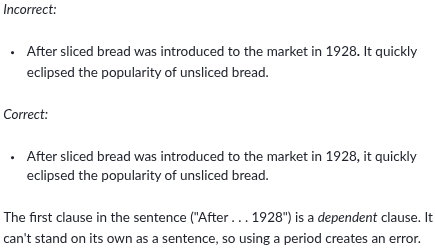 <p>End punctuation can only be used to separate two independent clauses.</p>