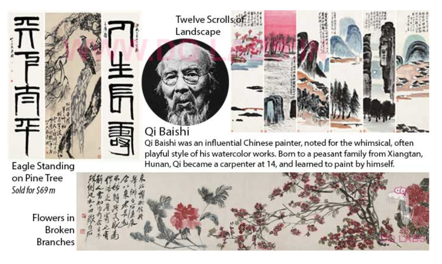 <p>Influential Chinese painter, known for his whimsical and playful style of watercolor works. Was born to a peasant family and learned to paint by himself. </p>