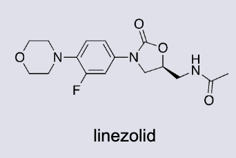 <p>New class of synthetic antibacterial agents</p><ul><li><p>Bind to the 50s subunit and prevent the ribosome from assembling (50s to 30s)</p></li><li><p>Active orally against G+ (including MRSA)</p></li></ul><p></p>