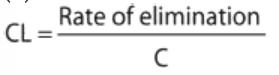 <p><span>rate of elimination in relation to the drug concentration (C)</span></p>