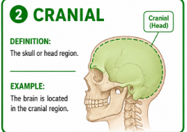 <p>The skull or head region.</p><p>Example: The brain is located in the cranial region.</p>