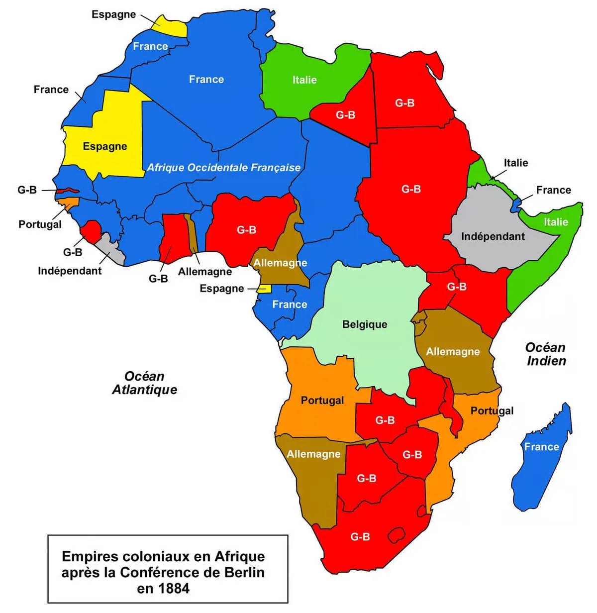 <p>België nam Congo en andere landen wouden absoluut niet dat dit mogelijk werd voor FR en GB</p>